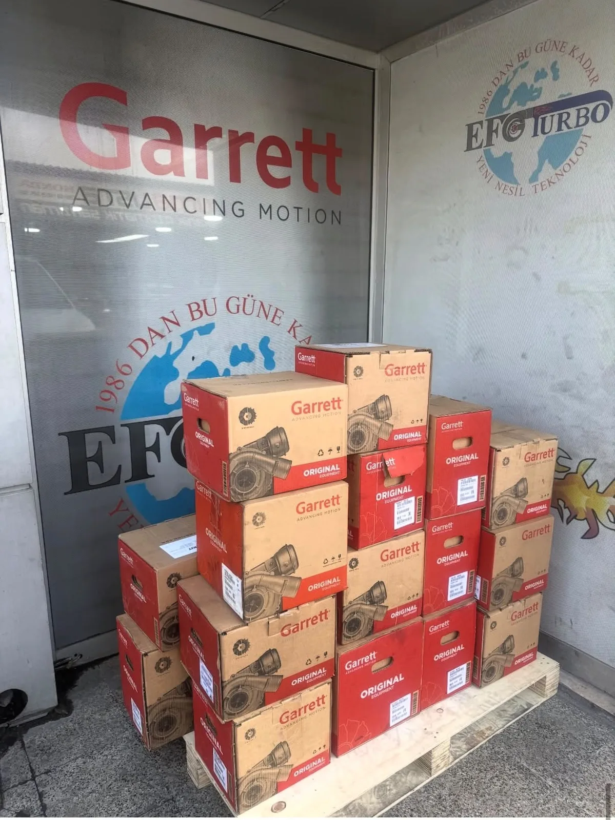 EFG Turbo Garrett ürünleri ve stok alanı